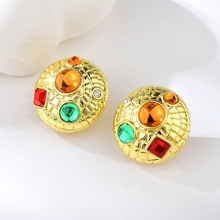 Show details for Unusual Big Gold Plated Big Stud Earrings