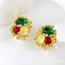Show details for Dubai Gold Plated Big Stud Earrings in Exclusive Design