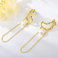 Show details for Unusual Big Artificial Pearl Dangle Earrings