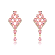 Show details for Impressive Pink Gold Plated Dangle Earrings with Low MOQ