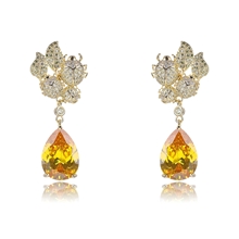 Show details for Fashion Cubic Zirconia Gold Plated Dangle Earrings
