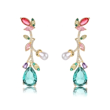 Show details for Eye-Catching Green Copper or Brass Dangle Earrings at Factory Price