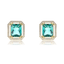Show details for Affordable Gold Plated Green Big Stud Earrings for Ladies