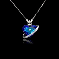Show details for Fashionable Love & Heart Blue Pendant Necklace