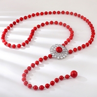 Show details for Classic Copper or Brass Long Statement Necklace with Worldwide Shipping