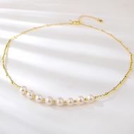 Show details for Nice fresh water pearl White Short Statement Necklace