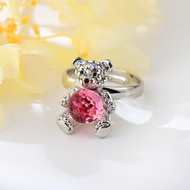 Show details for Wholesale Platinum Plated Pink Adjustable Ring with No-Risk Return