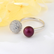 Show details for Distinctive Purple Swarovski Element Adjustable Ring with Low MOQ