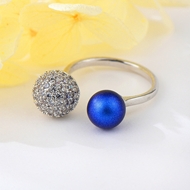 Show details for Attractive Blue Swarovski Element Adjustable Ring For Your Occasions