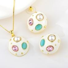 Show details for Trendy Colorful Gold Plated 2 Piece Jewelry Set with No-Risk Refund