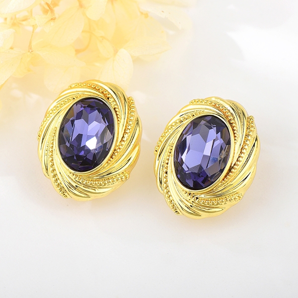 Picture of Reasonably Priced Gold Plated Purple Stud Earrings with Beautiful Craftmanship