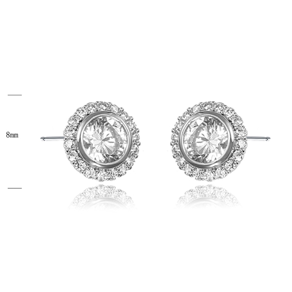 Picture of Small Platinum Plated Stud Earrings in Flattering Style