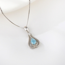 Show details for Low Cost Platinum Plated Blue Pendant Necklace with Low Cost