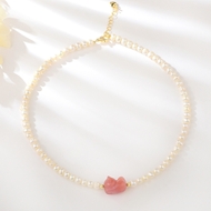 Show details for Purchase Copper or Brass Pink Short Chain Necklace Exclusive Online