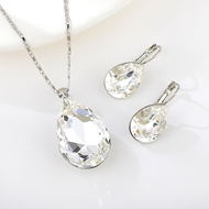 Show details for Wholesale Platinum Plated Swarovski Element 2 Piece Jewelry Set with No-Risk Return