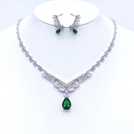 Show details for Charming Green Cubic Zirconia 2 Piece Jewelry Set As a Gift