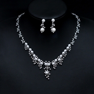 Show details for Cubic Zirconia Platinum Plated 2 Piece Jewelry Set with Price