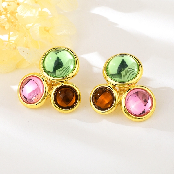 Picture of Attractive Colorful Gold Plated Big Stud Earrings For Your Occasions