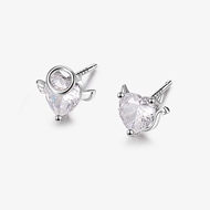 Picture of Stylish Love & Heart White Stud Earrings with Full Guarantee