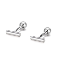 Picture of 999 Sterling Silver Platinum Plated Stud Earrings Online Shopping