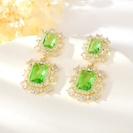 Show details for Low Cost Gold Plated Green Dangle Earrings with Low Cost