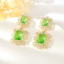 Show details for Low Cost Gold Plated Green Dangle Earrings with Low Cost