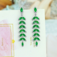 Picture of Leaf Platinum Plated Dangle Earrings with 3~7 Day Delivery