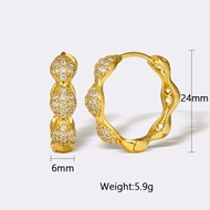 Picture of Sparkling Medium Gold Plated Huggie Earrings