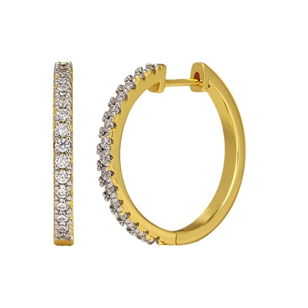 Picture of Top Cubic Zirconia Gold Plated Huggie Earrings