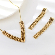Show details for Sparkling Big Gold Plated 2 Piece Jewelry Set