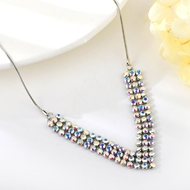 Show details for Unique Swarovski Element White Short Statement Necklace