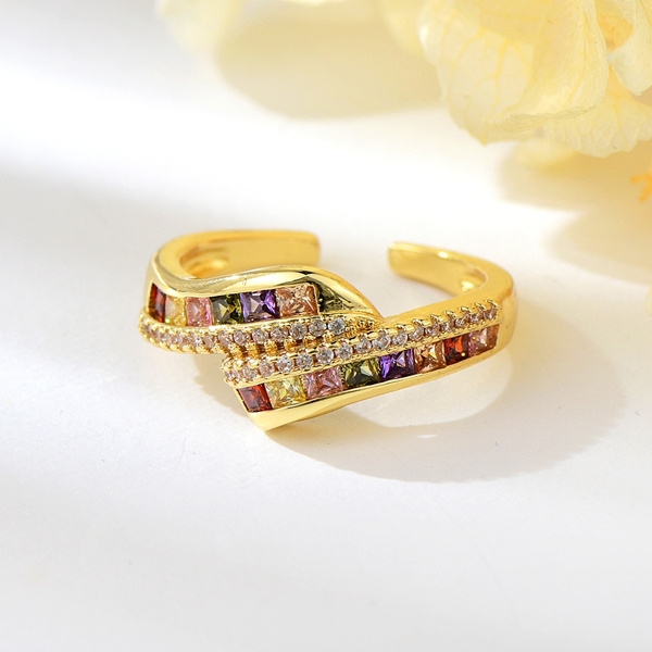 Picture of Popular Cubic Zirconia Colorful Adjustable Ring