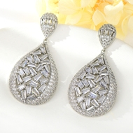 Show details for Recommended White Platinum Plated Dangle Earrings with Member Discount