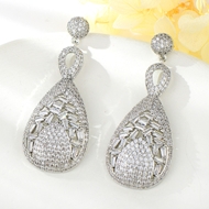 Show details for Purchase Platinum Plated Big Dangle Earrings with Wow Elements