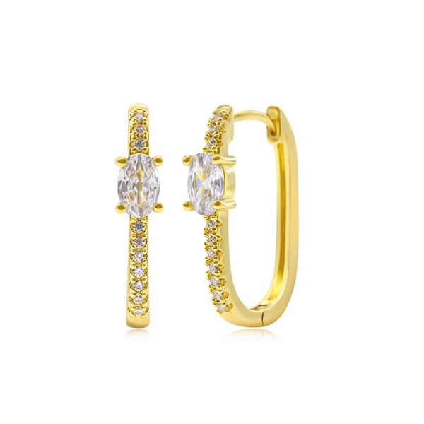 Picture of Hypoallergenic Gold Plated Cubic Zirconia Huggie Earrings with Easy Return
