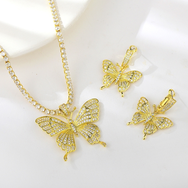 Picture of Butterfly Gold Plated 2 Piece Jewelry Set in Flattering Style