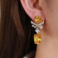 Picture of Inexpensive Copper or Brass Yellow Dangle Earrings of Original Design