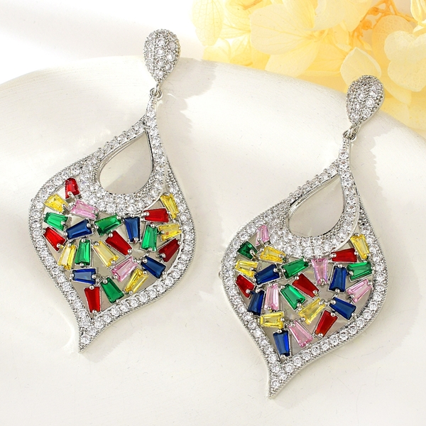 Picture of Wholesale Platinum Plated Copper or Brass Dangle Earrings with No-Risk Return