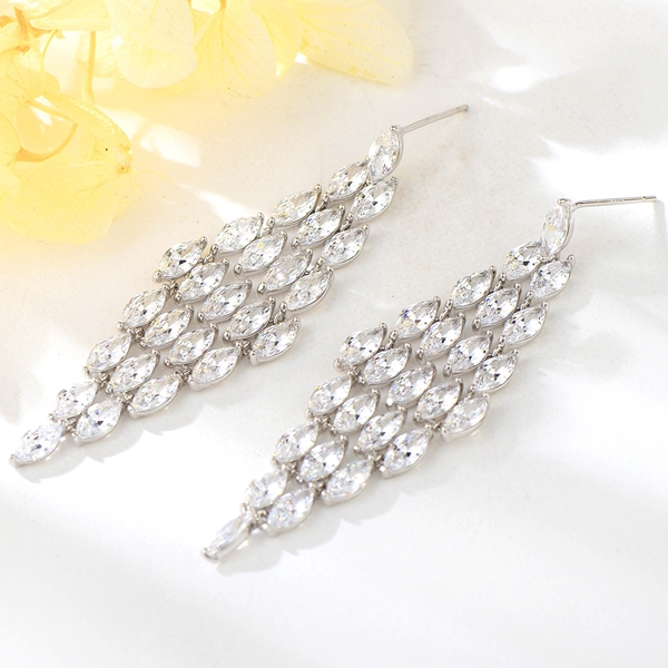 Picture of 925 Sterling Silver Cubic Zirconia Dangle Earrings with 3~7 Day Delivery