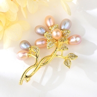 Show details for Flowers & Plants Gold Plated Brooche Factory Supply