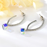 Show details for Geometric Cubic Zirconia Big Hoop Earrings with Fast Shipping