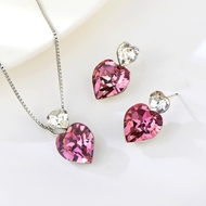 Show details for Trendy Platinum Plated Swarovski Element 2 Piece Jewelry Set with No-Risk Refund