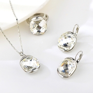 Show details for Hypoallergenic Platinum Plated White 3 Piece Jewelry Set with Easy Return