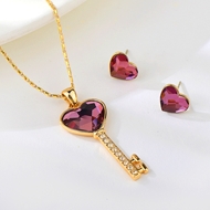Show details for Love & Heart Pink 2 Piece Jewelry Set in Flattering Style