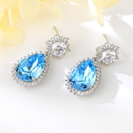 Show details for Big Blue Dangle Earrings with Beautiful Craftmanship