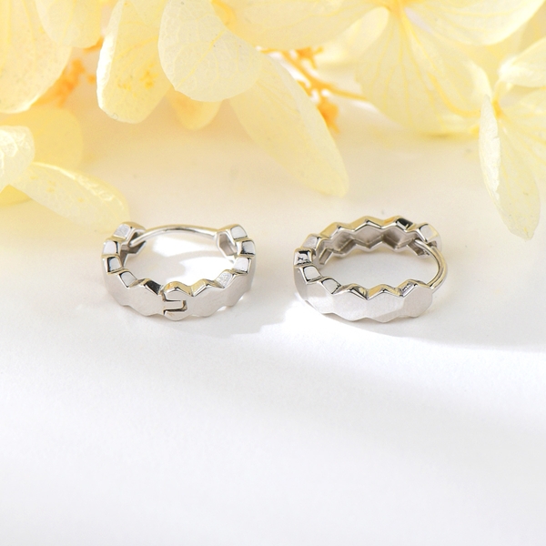 Picture of Sparkling Small Platinum Plated Huggie Earrings