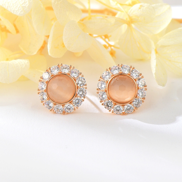 Picture of Medium Rose Gold Plated Big Stud Earrings with Fast Delivery