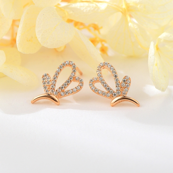 Picture of Most Popular Cubic Zirconia Rose Gold Plated Big Stud Earrings