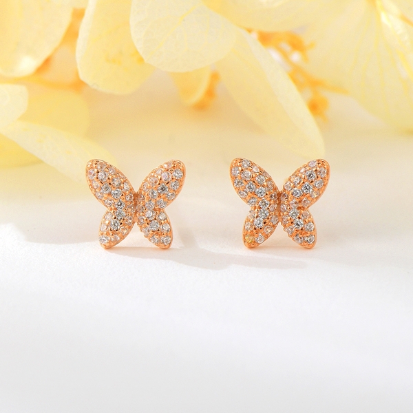 Picture of Nice Cubic Zirconia Butterfly Big Stud Earrings