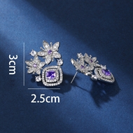 Picture of Flowers & Plants Cubic Zirconia Big Stud Earrings with Beautiful Craftmanship